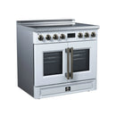 FORNO Torino 36-Inch 5.36 Cu. Ft. French Door Induction Range with True Convection, Air Fry and Sous Vide in White 240V (FFSIN0950-36WHT)