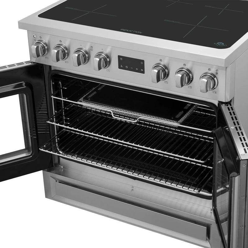 Forno Torino 36-Inch French Door Induction Range with True Convection and Air Fry in Stainless Steel (FFSIN0950-36)