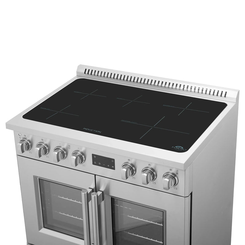 Forno Torino 36-Inch French Door Induction Range with True Convection and Air Fry in Stainless Steel (FFSIN0950-36)