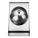 Griddle dome lid with round black metal cover and stainless frame