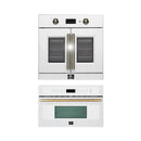 Forno 2-Piece Appliance Package - 30-Inch Single Wall Oven and 30-Inch Microwave in White with Antique Brass Handle (FBDL-025-02CAUS)