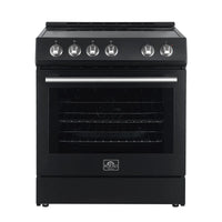 Forno Leonardo Espresso 30-Inch Electric Range in Black with Stainless Steel Handle (FFSEL6022-30BLK)