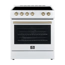 Forno 2-Piece Appliance Package - 30-Inch Espresso Electric Range & Under Cabinet Range Hood in White with Stainless Steel Handle