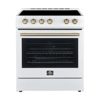 Forno Leonardo Espresso 30-Inch Electric Range in White with Brass Handle (FFSEL6022-30WHT)