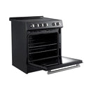 Forno Leonardo Espresso 30-Inch Electric Range in Black with Brass Handle (FFSEL6022-30BLK)