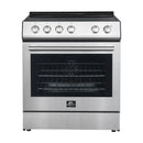 Forno 5-Piece Appliance Package - 30-Inch Electric Range, Under Cabinet Range Hood, French Door Refrigerator, Dishwasher, and 30-Inch Microwave Drawer in Stainless Steel