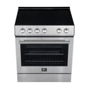 Forno 5-Piece Appliance Package - 30-Inch Electric Range, Under Cabinet Range Hood, French Door Refrigerator, Dishwasher, and 30-Inch Microwave Drawer in Stainless Steel