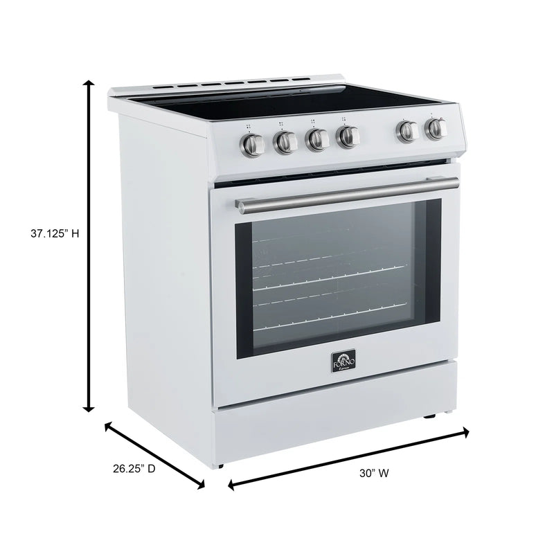 Forno Leonardo Espresso 30-Inch Electric Range in White with Stainless Steel Handle (FFSEL6022-30WHT)