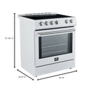 Forno 5-Piece Appliance Package - 30-Inch Electric Range, Under Cabinet Range Hood, French Door Refrigerator, Dishwasher , & Microwave Drawer in White with Antique Brass Trim