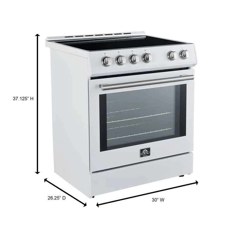 Forno 2-Piece Appliance Package - 30-Inch Espresso Electric Range & 31-Inch Refrigerator/Bottom Freezer in Black with Stainless Steel Handle