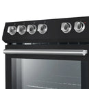 Forno 5-Piece Appliance Package - 30-Inch Electric Range, Under Cabinet Range Hood, French Door Refrigerator, Dishwasher, and 30-Inch Microwave Drawer in Black with Antique Brass Trim