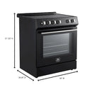 Forno 4-Piece Appliance Package - 30-Inch Espresso Electric Range , Wall Mount Range Hood, 36-Inch French Door Refrigerator, and Dishwasher in Black with Antique Brass Handle