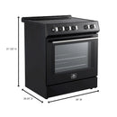 Forno 5-Piece Appliance Package - 30-Inch Electric Range, Under Cabinet Range Hood, French Door Refrigerator, Dishwasher, and 30-Inch Microwave Drawer in Black with Antique Brass Trim