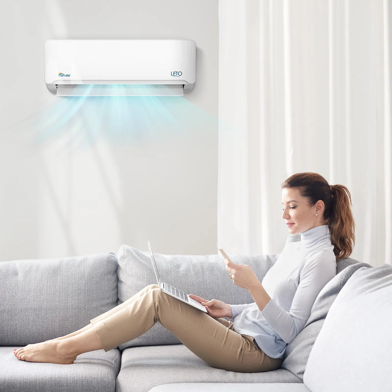 Senville LETO Series 12K BTU Mini Split with 21.3 SEER2, 230 Ductless Air Conditoner and Heat Pump Condenser with Wall Mount Air Handler (SENL-12CD/220)