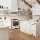 Forno 3-Piece Appliance Package - 48-Inch Electric Range, Wall Mount Range Hood, and 36-Inch Refrigerator in White with Antique Brass Handle