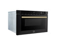 Forno Espresso Capoliveri 24-Inch Microwave Drawer in Black with Antique Brass Trim (FMWDR3000-24BLK)