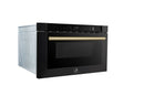 Forno 5-Piece Appliance Package - 30-Inch Induction Range, Under Cabinet Range Hood,  French Door Refrigerator with Water Dispenser, Dishwasher, and  Microwave Drawer in Black with Antique Brass Trim