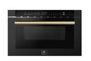 Forno Capoliveri Espresso 30-Inch 1.2 Cu.ft  Microwave Drawer in Black with Antique Brass Trim (FMWDR3000-30BLK)