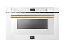 Forno 4-Piece Appliance Package - 48-Inch Antico Dual Fuel Range, 60-Inch Refrigerator, Dishwasher, & 24-Inch Microwave Drawer in White with Antique Brass Handle