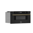 Forno 5-Piece Appliance Package - 48-Inch Dual Fuel Range, 60-Inch Convertible Refrigerator with Modern Trim, Dishwasher, and 30-Inch Microwave Drawer in Black with Antique Brass Handle