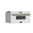 Forno 5-Piece Appliance Package - 48-Inch Dual Fuel Range, Wall Mount Range Hood, 36-Inch Refrigerator, Dishwasher, and 30-Inch Microwave Drawer in White with Antique Brass Handle