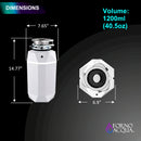 Forno Acqua BrightDiamond Moonstone 3/4HP Super Quiet Garbage Disposal Corded with Motion Sensor Cabinet Light & Pre-Wired Air Switch (WDD075TA2MS)