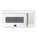 Forno Scalo 30-Inch Over the Range Microwave in White with Antique Brass Handle – 1.6 cu.ft, 300 CFM Vent, Touch Control, LED Light (FOTR3007-30WHT)