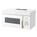 Forno Scalo 30-Inch Over the Range Microwave in White with Antique Brass Handle – 1.6 cu.ft, 300 CFM Vent, Touch Control, LED Light (FOTR3007-30WHT)