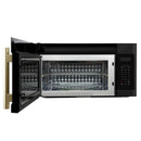 Forno Fornace 30-Inch Over-the-Range Convection Microwave in Black with Antique Brass Handle – 1.5 cu.ft, 300 CFM Vent, Touch Control, LED Light (FOTR3038-30BLK)