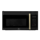 Forno Fornace 30-Inch Over-the-Range Convection Microwave in Black with Antique Brass Handle – 1.5 cu.ft, 300 CFM Vent, Touch Control, LED Light (FOTR3038-30BLK)