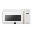 Forno Fornace 30-Inch Over-the-Range Convection Microwave in White with Antique Brass Handle – 1.5 cu.ft, 300 CFM Vent, Touch Control, LED Light (FOTR3038-30WHT)