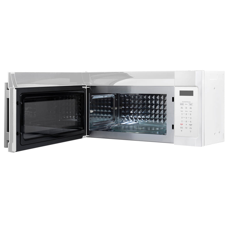 Forno Fornace 30-Inch Over-the-Range Convection Microwave in White with Stainless Steel Handle – 1.5 cu.ft, 300 CFM Vent, Touch Control, LED Light (FOTR3038-30WHT)