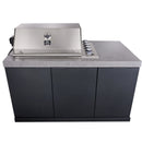 Forno Rimini Outdoor Kitchen 30-Inch BBQ 62,600 BTU, 3 Burners with Sear & Rotisserie, 2.4 cu.ft. Beverage Center, Stainless Steel Sink, Black Cabinets & Gray Sintered Stone Countertop (FODKT2544BLK)