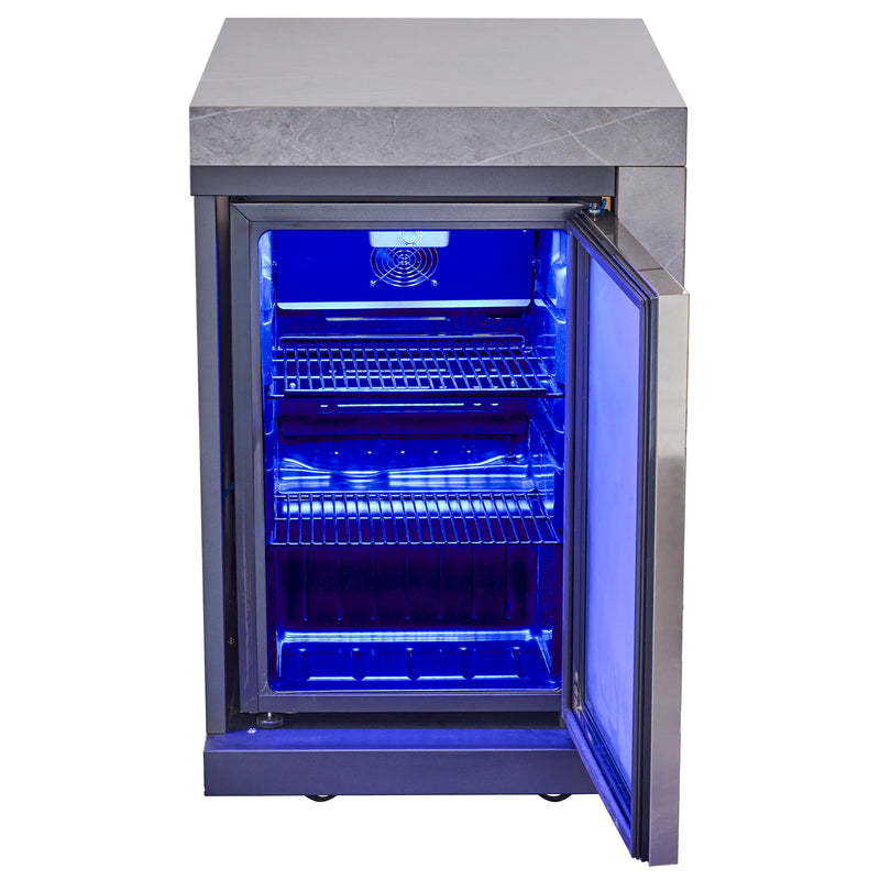 Forno Rimini Outdoor Kitchen 30-Inch BBQ 62,600 BTU, 3 Burners with Sear & Rotisserie, 2.4 cu.ft. Beverage Center, Stainless Steel Sink, Black Cabinets & Gray Sintered Stone Countertop (FODKT2544BLK)