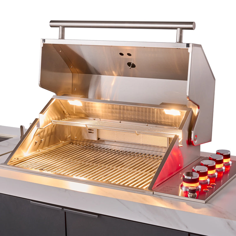 Forno Rimini Outdoor Kitchen 30-Inch BBQ 62,000 BTU, 4.8 cu.ft. Beverage Center, Stainless Steel Sink, White Countertops (FODKT2575WHT)