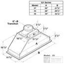 Victory Q1 27-Inch 600 CFM Insert Range Hood in Stainless Steel (Q1-27)