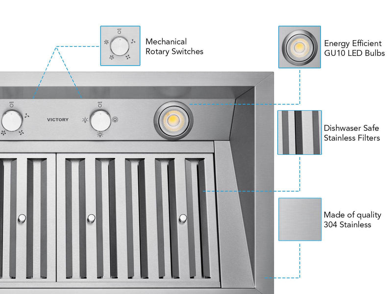 Victory Q2 30-Inch 700 CFM Insert Range Hood in Stainless Steel (Q2-30)