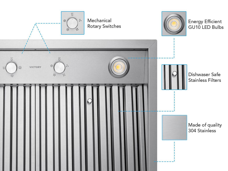 Victory Q5 48-Inch 750 CFM Insert Range Hood in Stainless Steel (Q5-48)