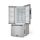 Gordon Ramsay by Thor Kitchen 30-Inch 17.5 cu ft French Door Counter Depth Refrigerator with Ice Maker in Stainless Steel with Navy Blue Trim (RF3017FFD99-BLU)
