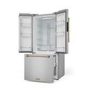 Gordon Ramsay by Thor Kitchen 30-Inch 17.5 cu ft French Door Counter Depth Refrigerator with Ice Maker in Stainless Steel with Bronze Trim (RF3017FFD99-BRZ)