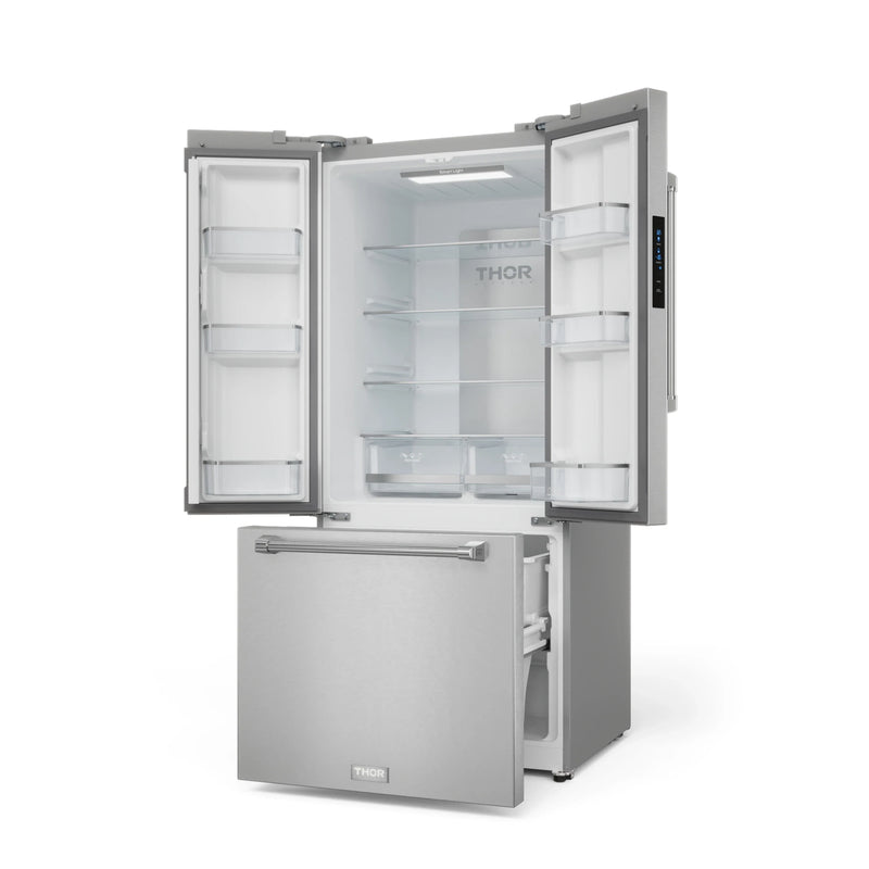 Thor Kitchen Gordon Ramsay Series 30-Inch 17.5 cu ft French Door Counter Depth Refrigerator with Ice Maker in Stainless Steel (RF3017FFD99)