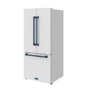 Gordon Ramsay by Thor Kitchen 30-Inch 17.5 Cu. Ft. French Door Counter-Depth Refrigerator with Ice Maker in White with Blue Trim (RF3017FFDW-BLU)