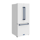Gordon Ramsay by Thor Kitchen 30-Inch 17.5 Cu. Ft. French Door Counter-Depth Refrigerator with Ice Maker in White with Blue Trim (RF3017FFDW-BLU)
