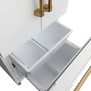 Gordon Ramsay by Thor Kitchen 30-Inch 17.5 Cu. Ft. French Door Counter-Depth Refrigerator with Ice Maker in White with Bronze Trim (RF3017FFDW-BRZ)