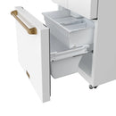 Gordon Ramsay by Thor Kitchen 30-Inch 17.5 Cu. Ft. French Door Counter-Depth Refrigerator with Ice Maker in White with Bronze Trim (RF3017FFDW-BRZ)