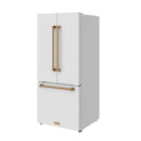 Gordon Ramsay by Thor Kitchen 30-Inch 17.5 Cu. Ft. French Door Counter-Depth Refrigerator with Ice Maker in White with Bronze Trim (RF3017FFDW-BRZ)