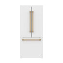 Gordon Ramsay by Thor Kitchen 30-Inch 17.5 Cu. Ft. French Door Counter-Depth Refrigerator with Ice Maker in White with Bronze Trim (RF3017FFDW-BRZ)
