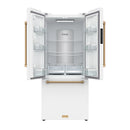 Gordon Ramsay by Thor Kitchen 30-Inch 17.5 Cu. Ft. French Door Counter-Depth Refrigerator with Ice Maker in White with Bronze Trim (RF3017FFDW-BRZ)