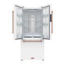 Gordon Ramsay by Thor Kitchen 30-Inch 17.5 Cu. Ft. French Door Counter-Depth Refrigerator with Ice Maker in White with Rose Gold Trim (RF3017FFDW-RSG)