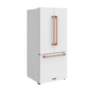 Gordon Ramsay by Thor Kitchen 30-Inch 17.5 Cu. Ft. French Door Counter-Depth Refrigerator with Ice Maker in White with Rose Gold Trim (RF3017FFDW-RSG)